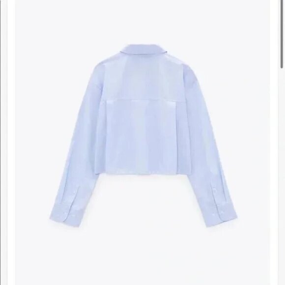 ZARA POPLIN BUTTON DOWN CROPPED SHIRT - Picture 4 of 6